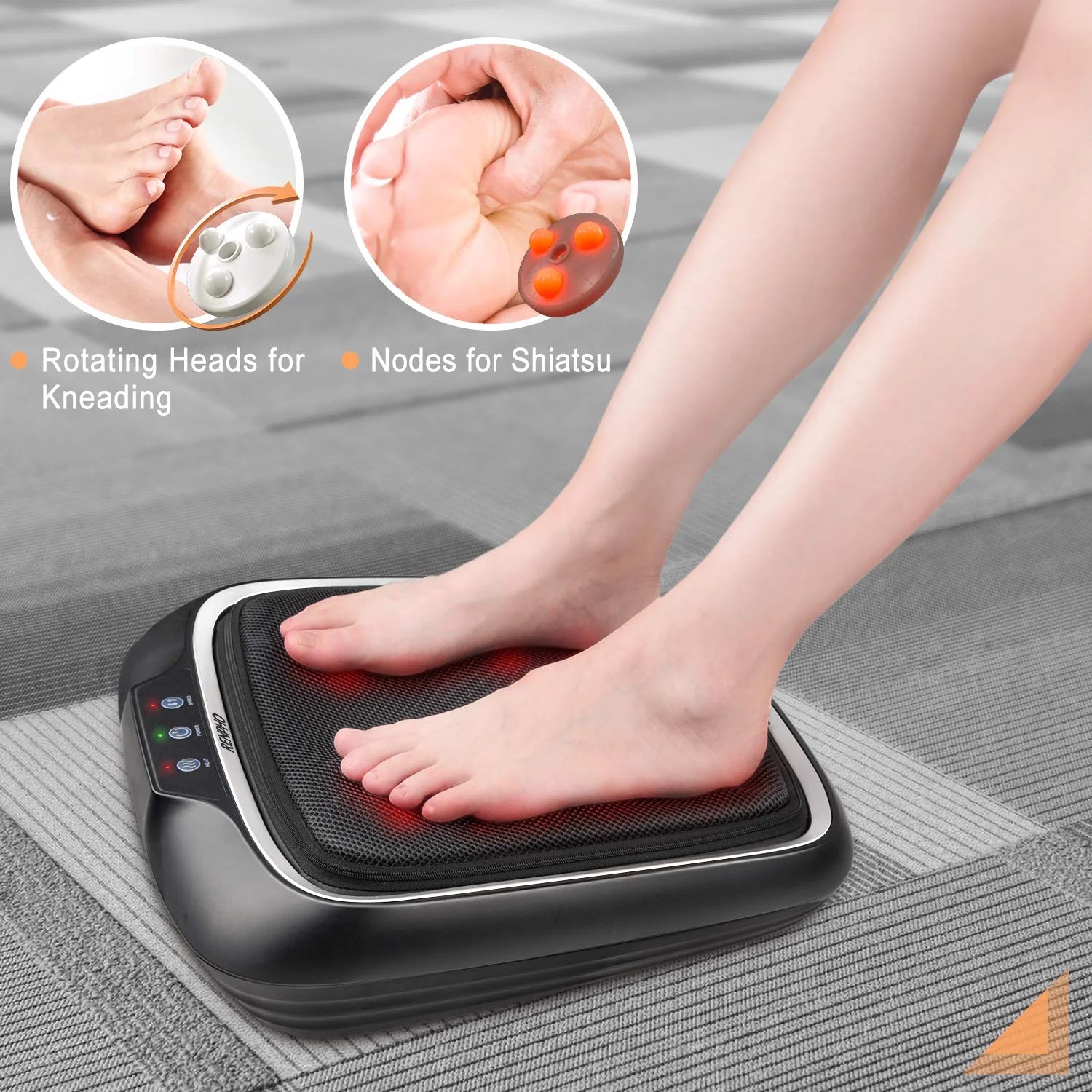 Foot Massager with Heat, Shiatsu Heated Electric Foot Massager, Deep Kneading Feet & Back Massager for Muscle Pain Relief, Plantar Fasciitis, Home and Office Use Fit Size Feet up to 14