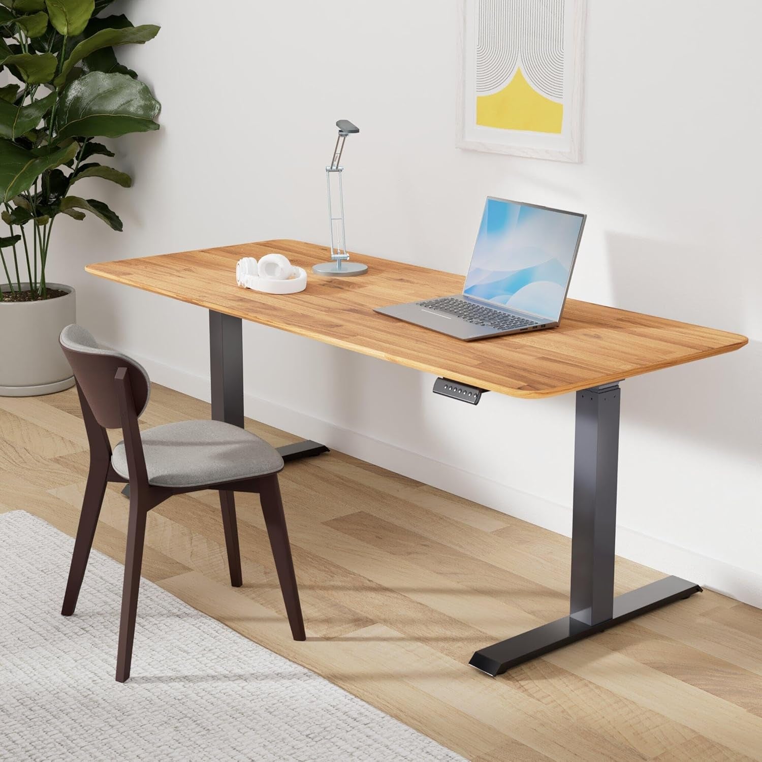 Electric Standing Desk - desk Height Adjustable Sit/Stand Desk - Dual Motor with Memory Presets, Stable T-Style Legs - Gaming or Home Office Workstation - 72”X30”, Butcher Block