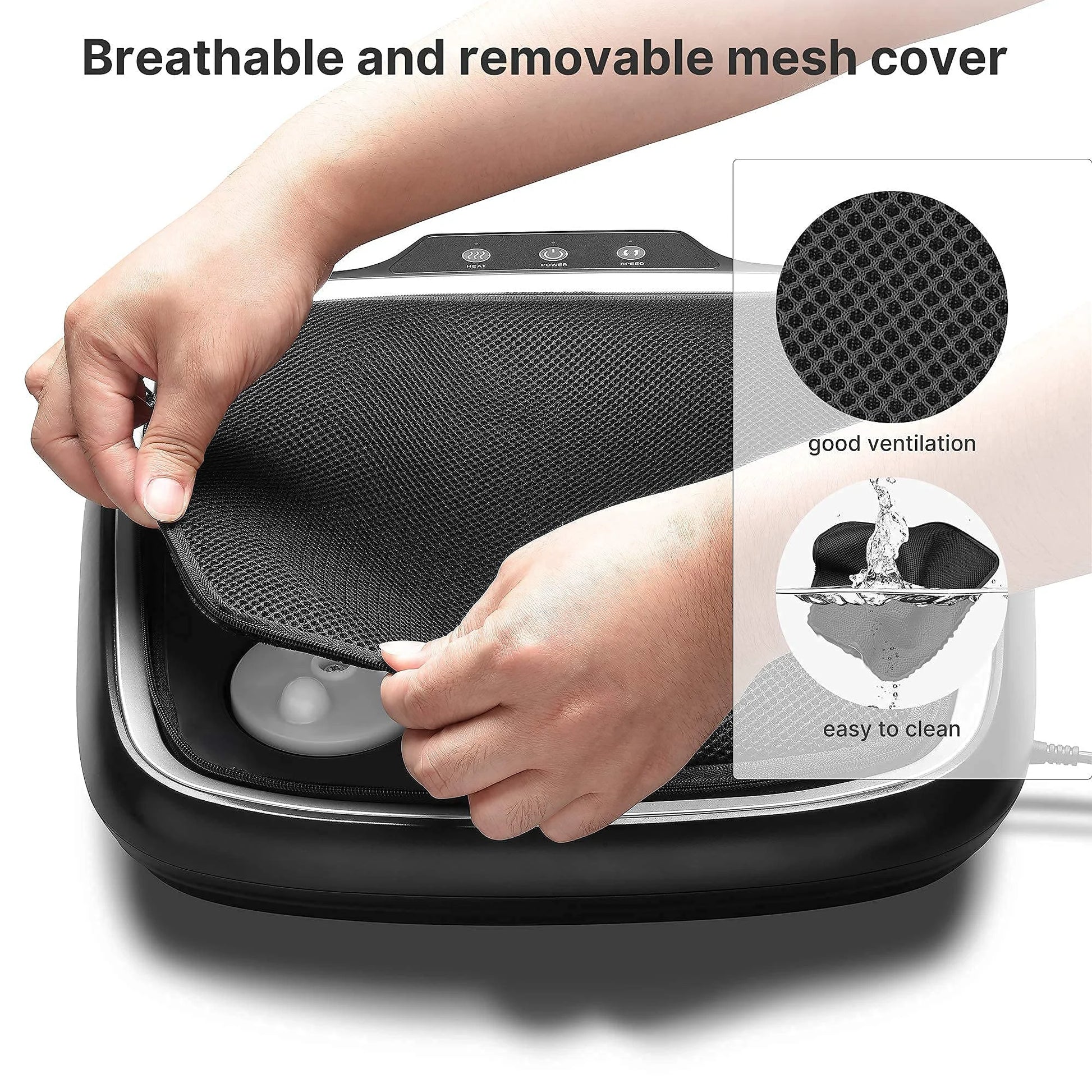 Foot Massager with Heat, Shiatsu Heated Electric Foot Massager, Deep Kneading Feet & Back Massager for Muscle Pain Relief, Plantar Fasciitis, Home and Office Use Fit Size Feet up to 14